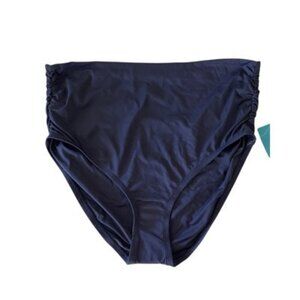 COCO Reef Perfection Fit High Waist Soft Bikini Bottom Navy Blue Size XL $54
